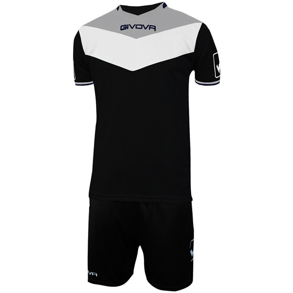 Kit Campo Mc Givova Nero / grigio Chiaro Corsa Sport Uomo Staff Running Jogging Allenamento Relax Calcio Calcetto Torneo Scuola Sport - Taglia 2xs - Foto 1