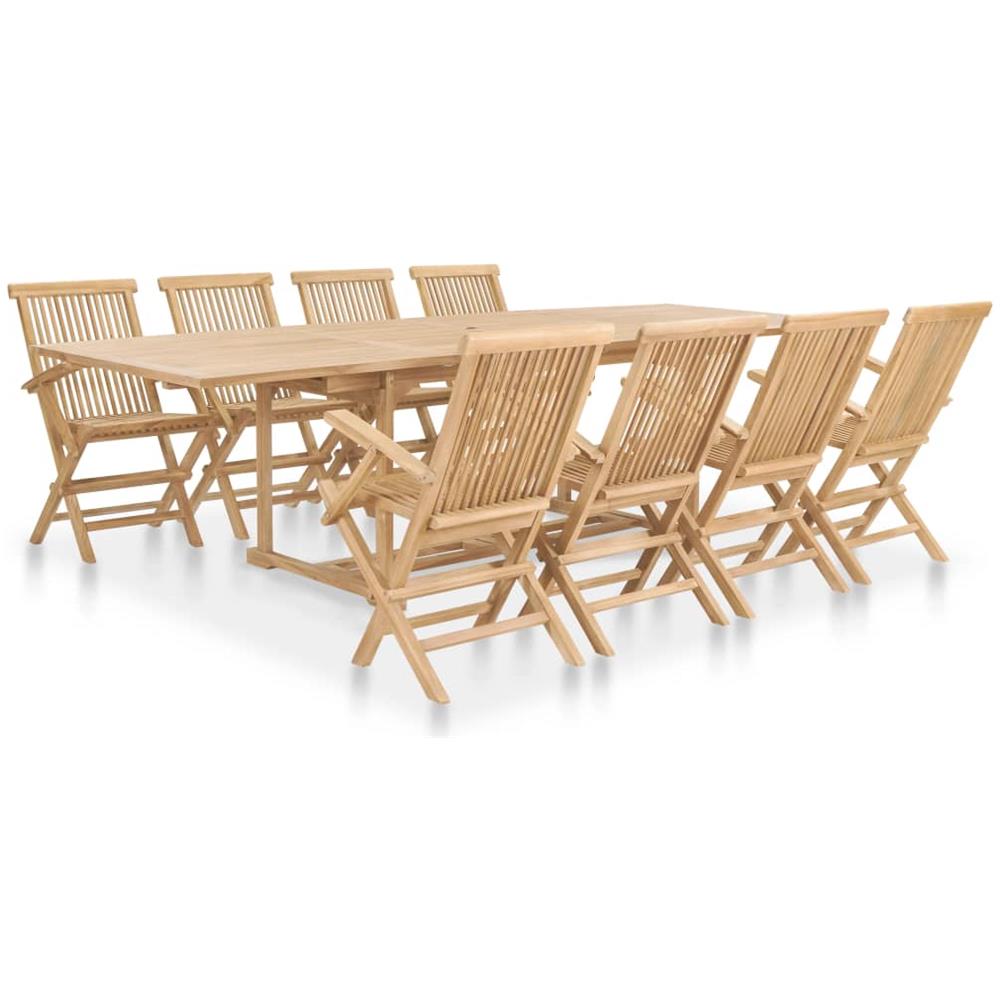 Set da Pranzo per Esterni 9 pz 180-280x100x75 cm Teak Massello - Foto 1