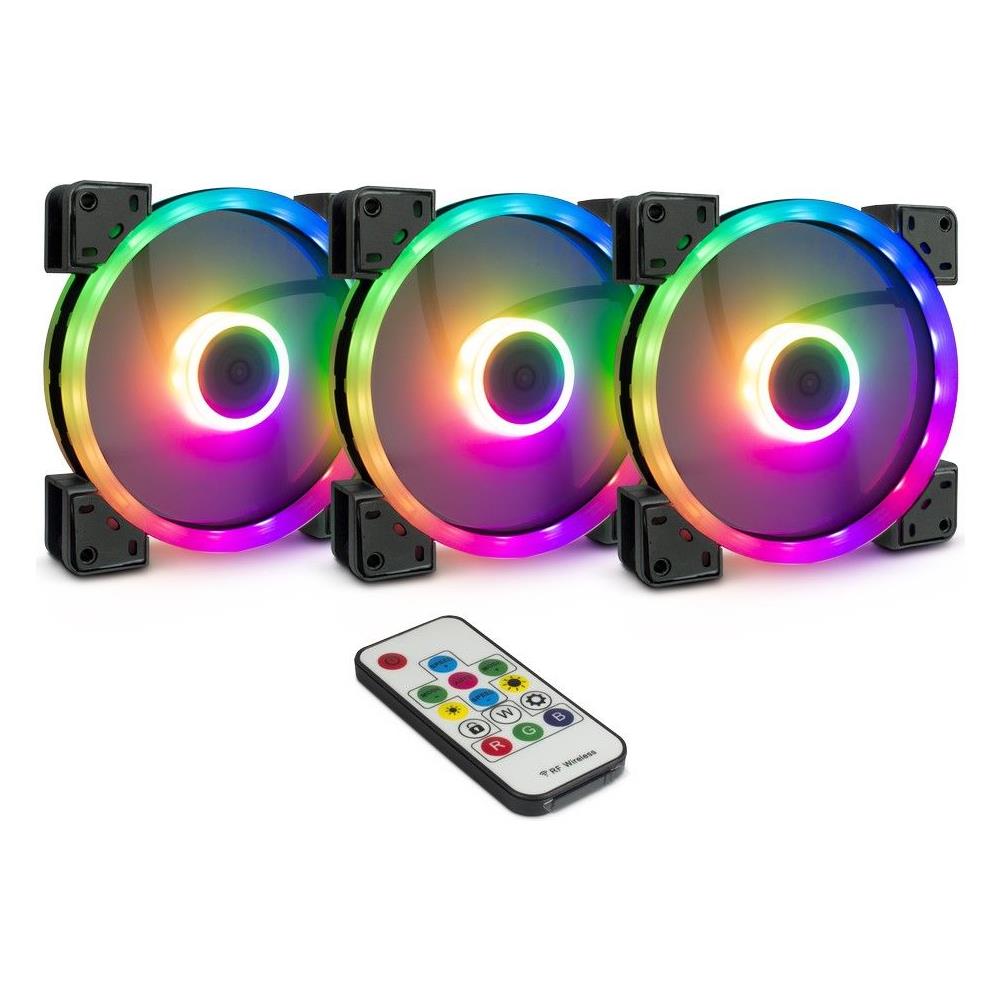 Argus Rgb-fan Set Rs-14 Computer Case Ventilatore 14 Cm Nero - Foto 1