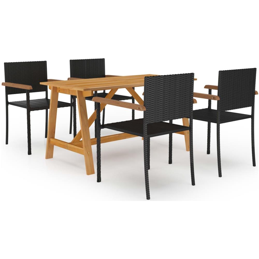 Set Mobili Da Pranzo Per Giardino 5 Pz Nero - Foto 1