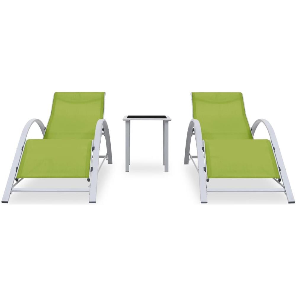 Lettini Prendisole Con Tavolino 2 Pz In Alluminio Verde - Foto 2