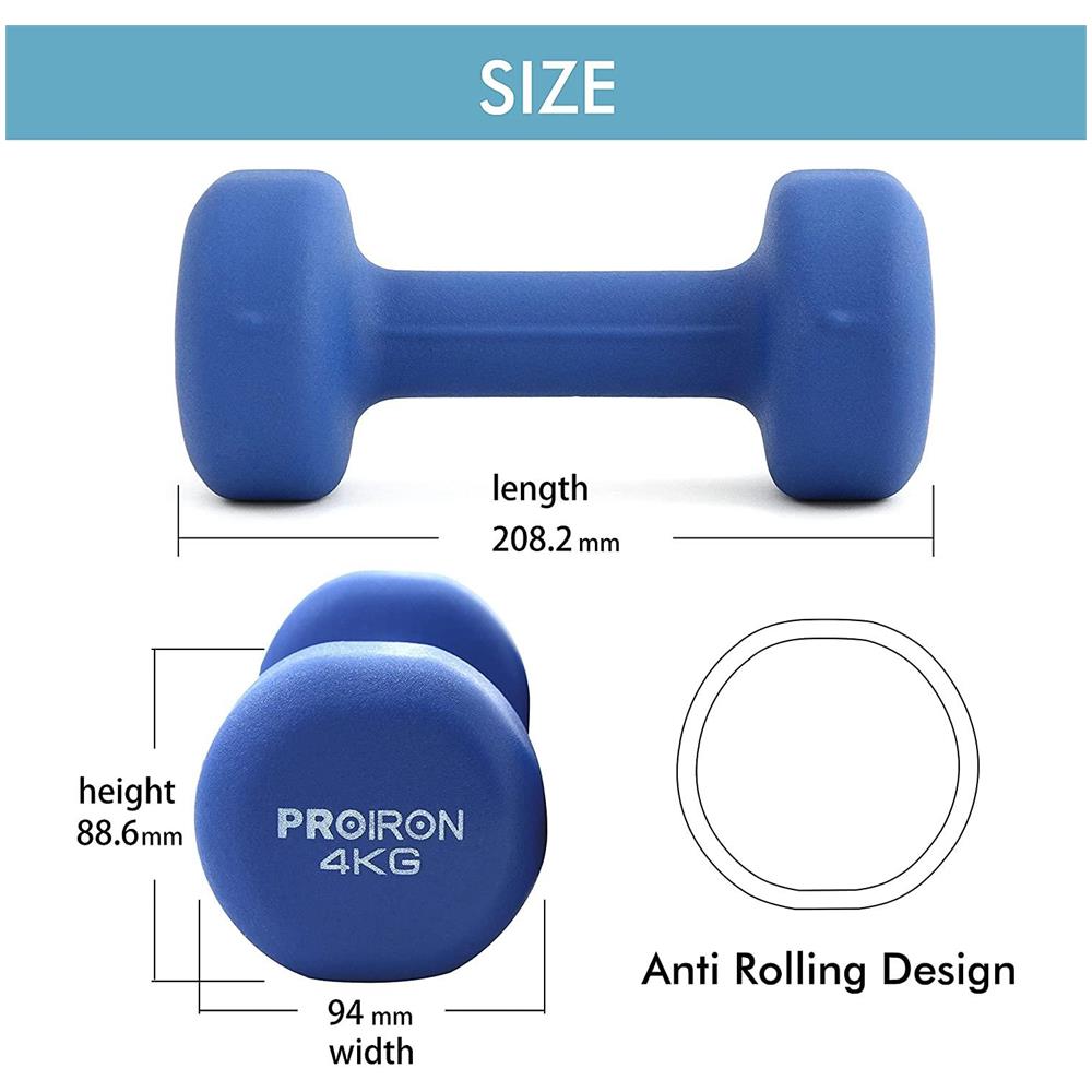 Prkned04k Set Di Pesi Per Manubri, 2 Pezzi, 4 Kg, Blu, Neoprene - Foto 39