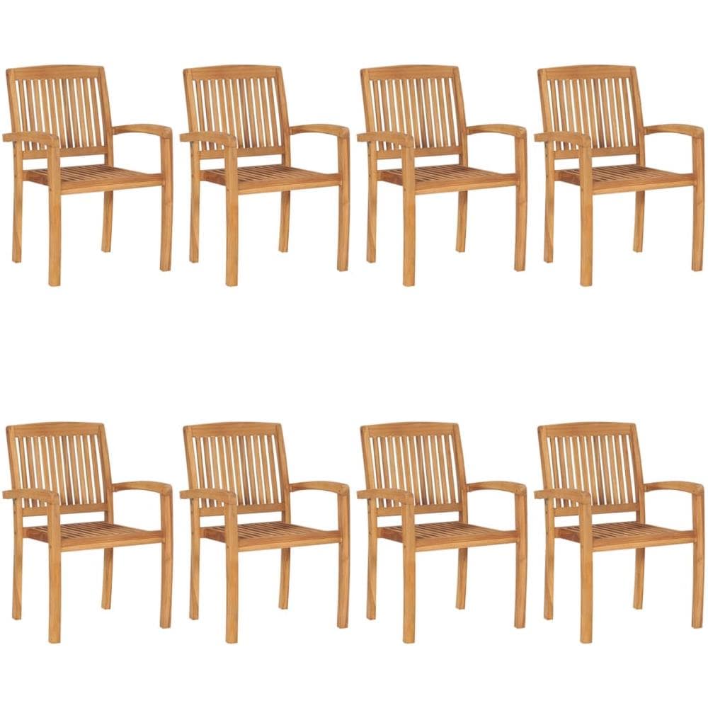 Sedie da Giardino Impilabili 8 pz con Cuscini Massello di Teak - Foto 2