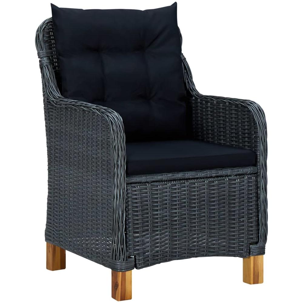 Set Pranzo da Giardino 7 pz con Cuscini Polyrattan Grigio Scuro - Foto 2