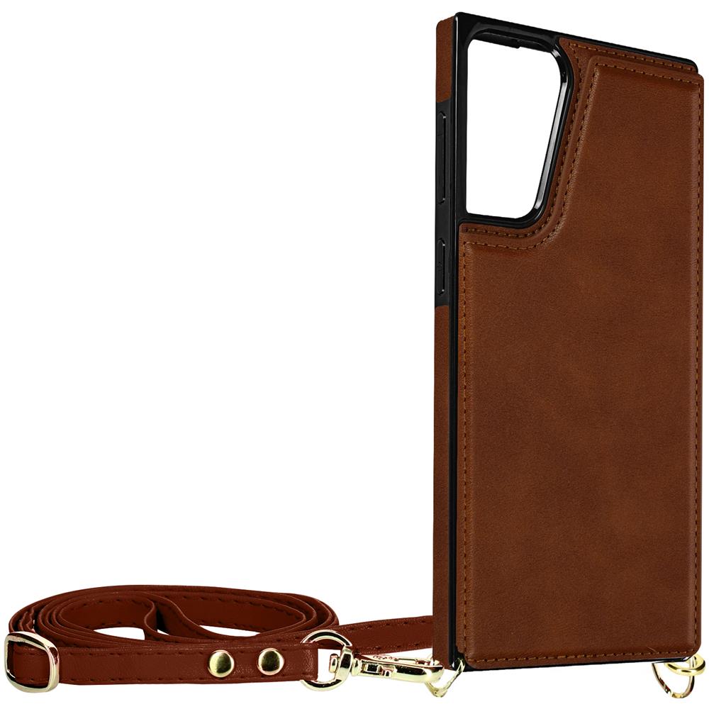 Cover Tracolla Samsung Galaxy S21 Plus Multifunzione Portafoglio Marrone - Foto 5