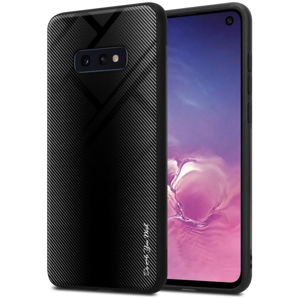 Cadorabo Custodia Compatibile Con Samsung Galaxy S10e - Ottica A Strisce In Opale Nero - Coperchio Protettivo In Vetro Temperato E Silicone Tpu - Foto 1