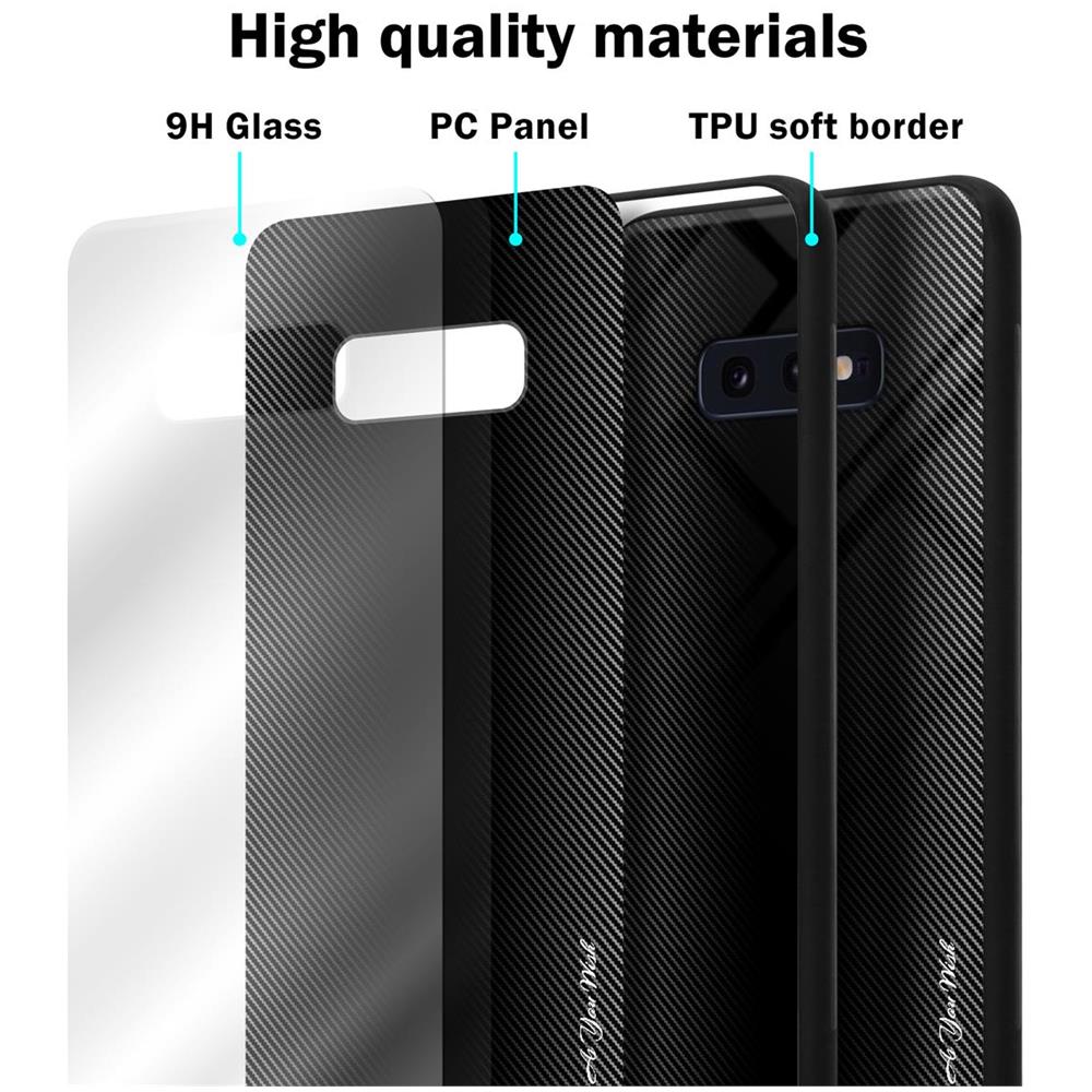 Cadorabo Custodia Compatibile Con Samsung Galaxy S10e - Ottica A Strisce In Opale Nero - Coperchio Protettivo In Vetro Temperato E Silicone Tpu - Foto 6