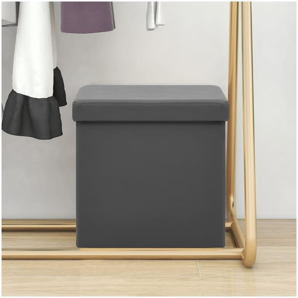 Sgabello Con Contenitore Pieghevole Grigio In Pvc - Foto 1