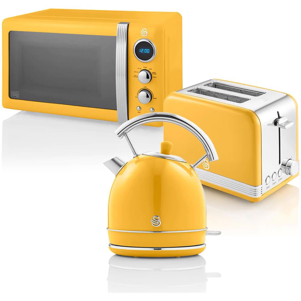 Set Per La Colazione Bollitore 1,8 L Tostapane 2 Fette Microonde 20 L Colore Giallo - Foto 1