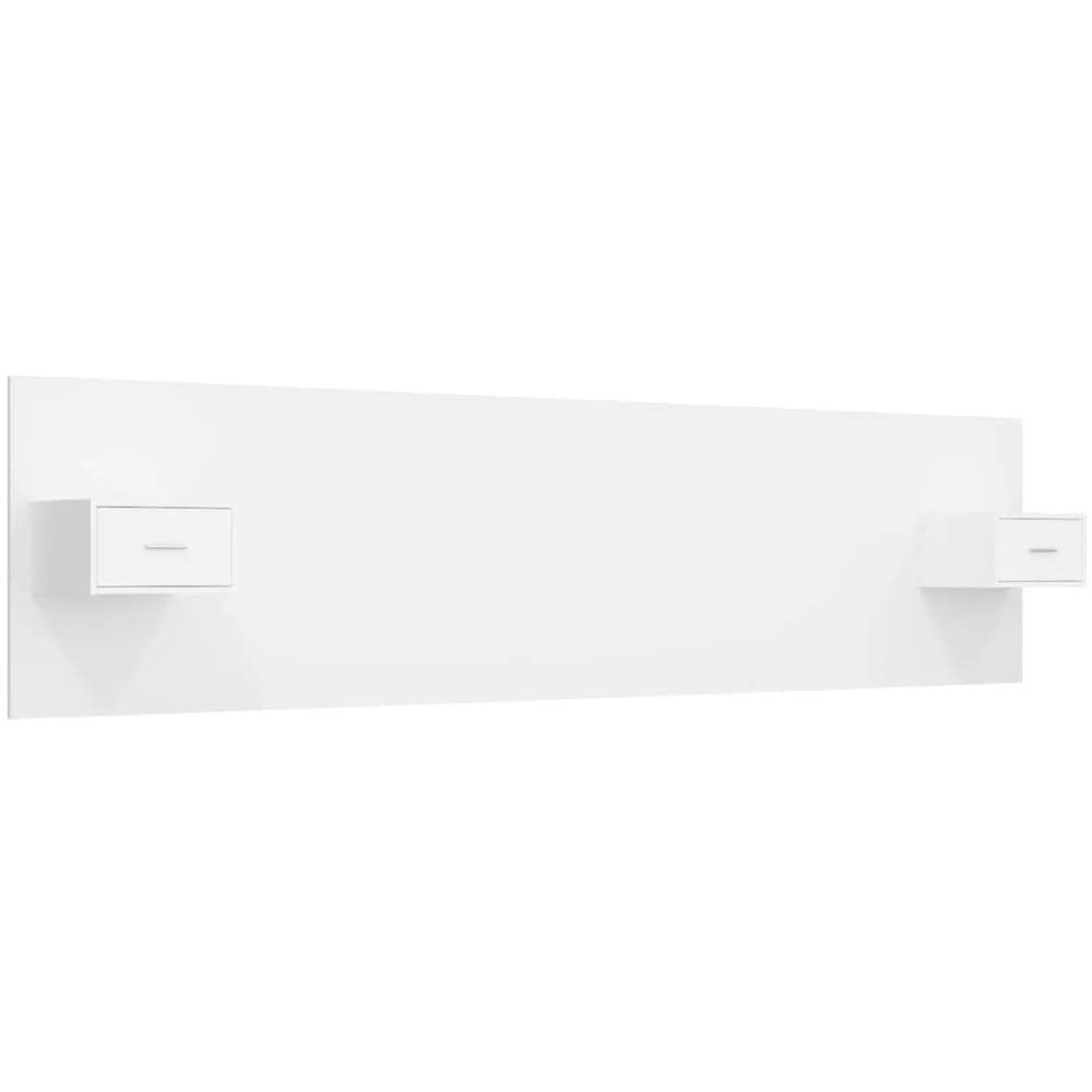 Testiera Per Letto Con Comodini In Legno Multistrato Bianco - Foto 2