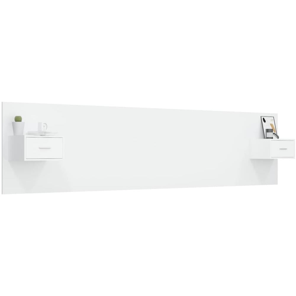 Testiera Per Letto Con Comodini In Legno Multistrato Bianco - Foto 3