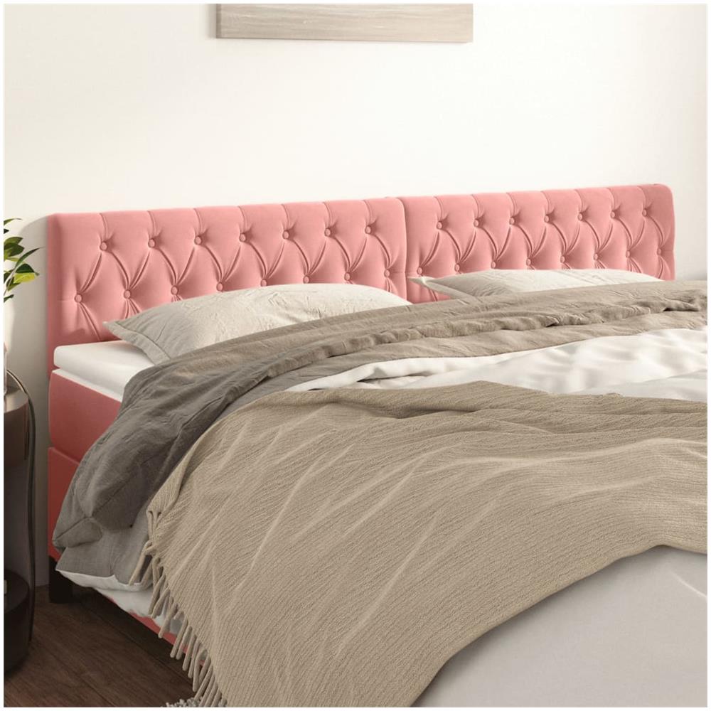 Testiera 2 Pz Rosa 90x7x78/88 Cm In Velluto - Foto 1