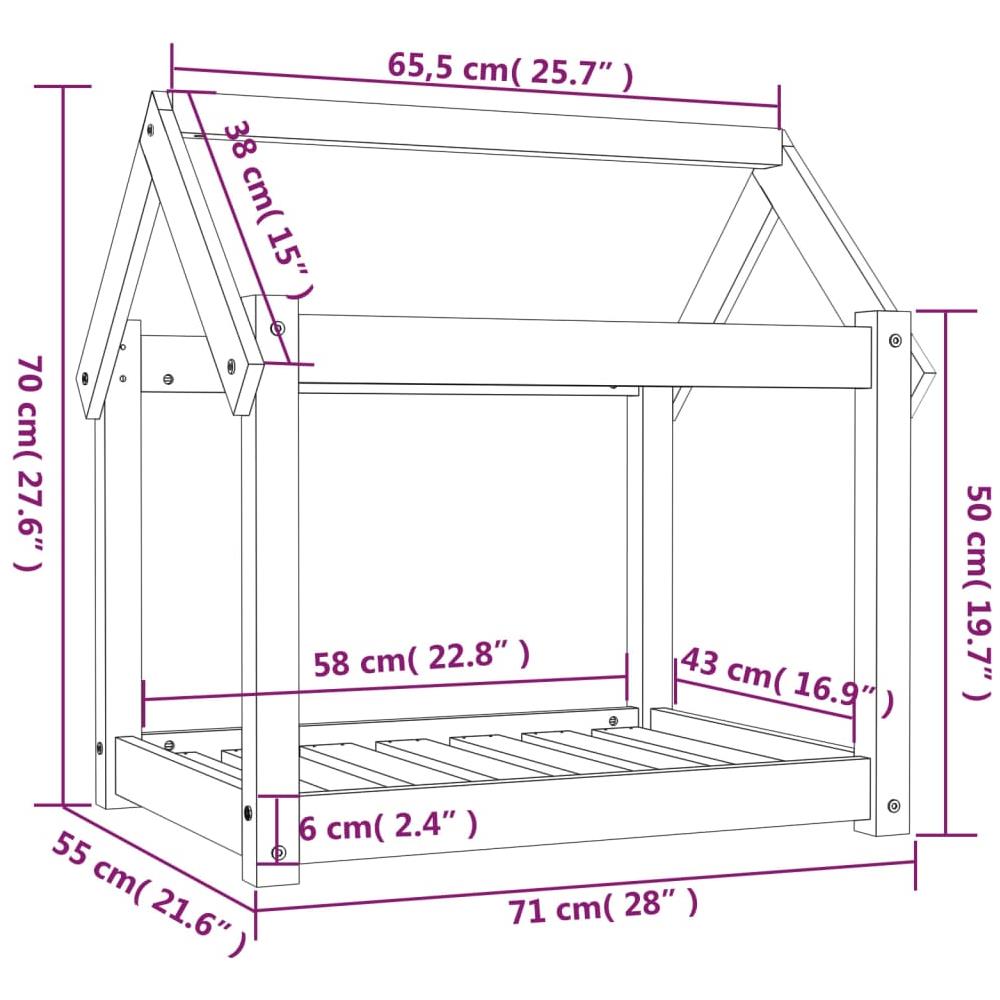 Cuccia per Cani Miele 71x55x70 cm in Legno Massello di Pino - Foto 7