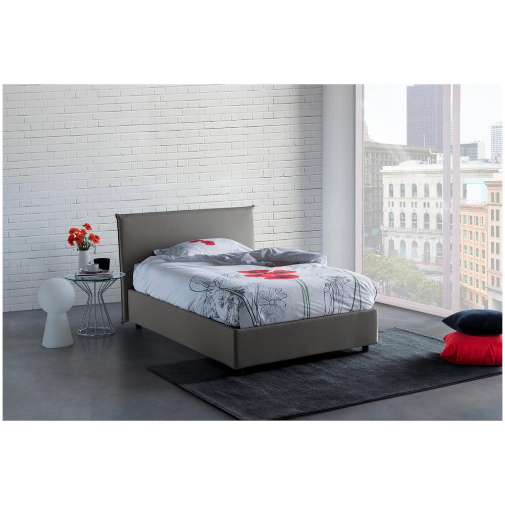 Letto Piazza E Mezza Chicca, Letto Contenitore Con Rivestimento In Tessuto, 100% Made In Italy, Apertura Frontale, Con Materasso Cm 120x200 Incluso, Grigio - Foto 2