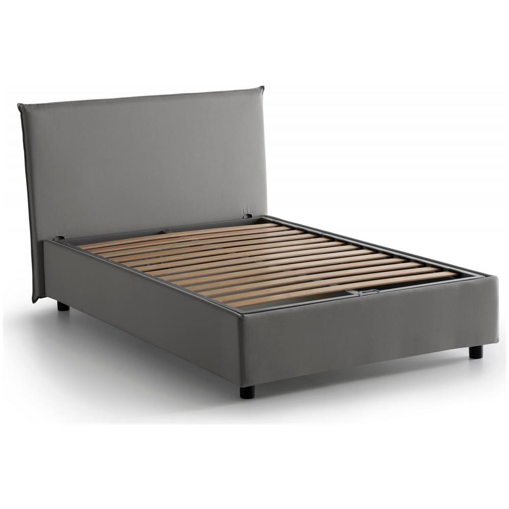 Letto Piazza E Mezza Chicca, Letto Contenitore Con Rivestimento In Tessuto, 100% Made In Italy, Apertura Frontale, Con Materasso Cm 120x200 Incluso, Grigio - Foto 4