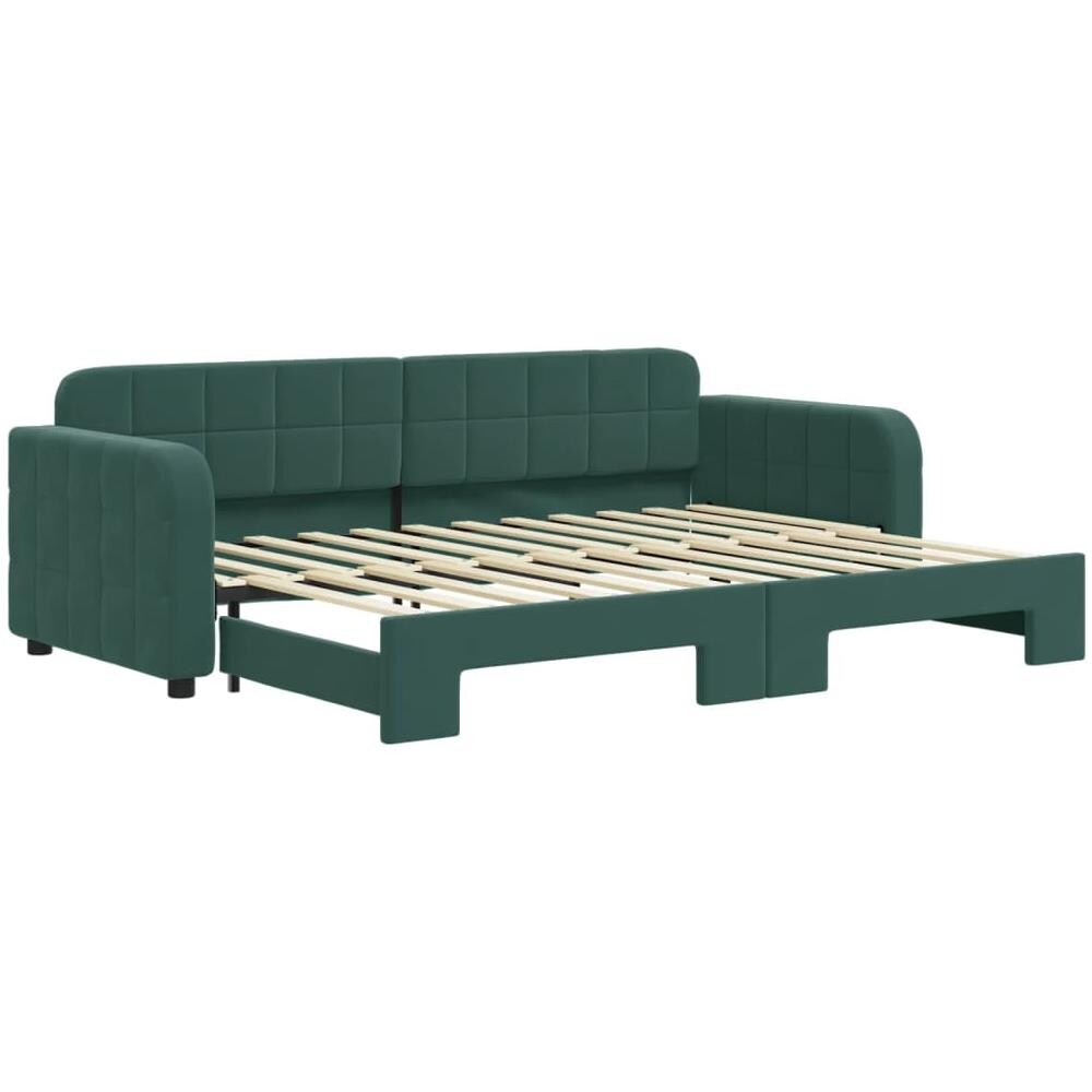 Divano Letto Con Letto Estraibile Verde Scuro 80x200cm Velluto - Foto 2