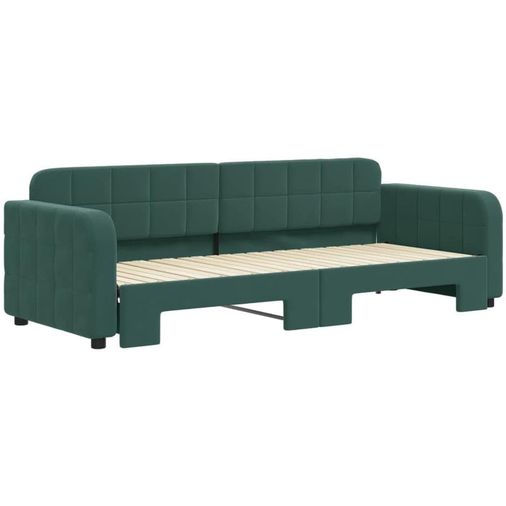 Divano Letto Con Letto Estraibile Verde Scuro 80x200cm Velluto - Foto 3