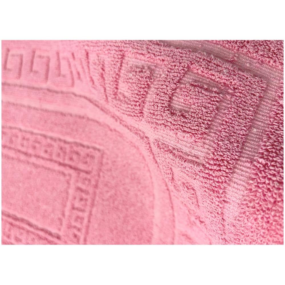 Tappeto Bagno Doccia Spugna Tinta Unita Torino Tappetino Super Assorbente In Cotone Pelo Corto Con Greca Parure 3 Pezzi Rosa - Foto 4
