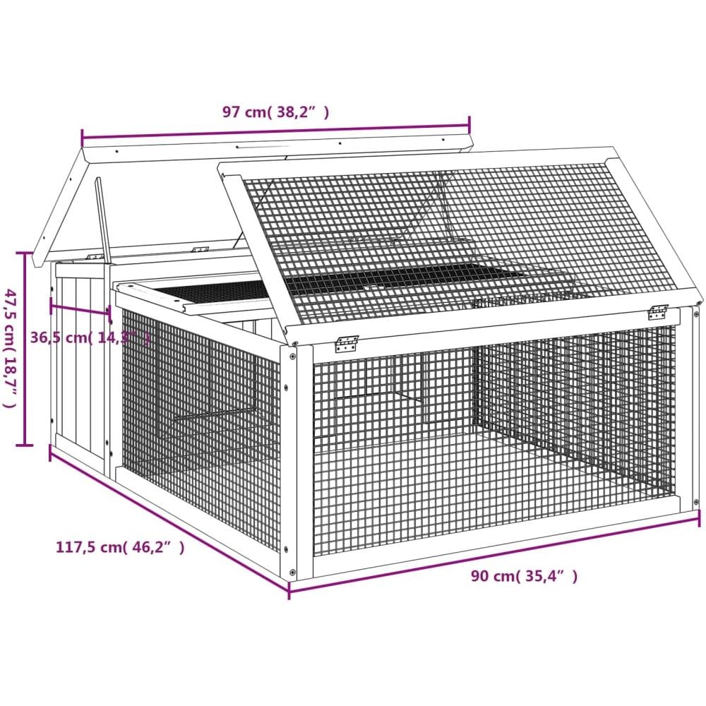 Conigliera Moka 117,5x97x47,5 Cm In Legno Massello Di Pino - Foto 4