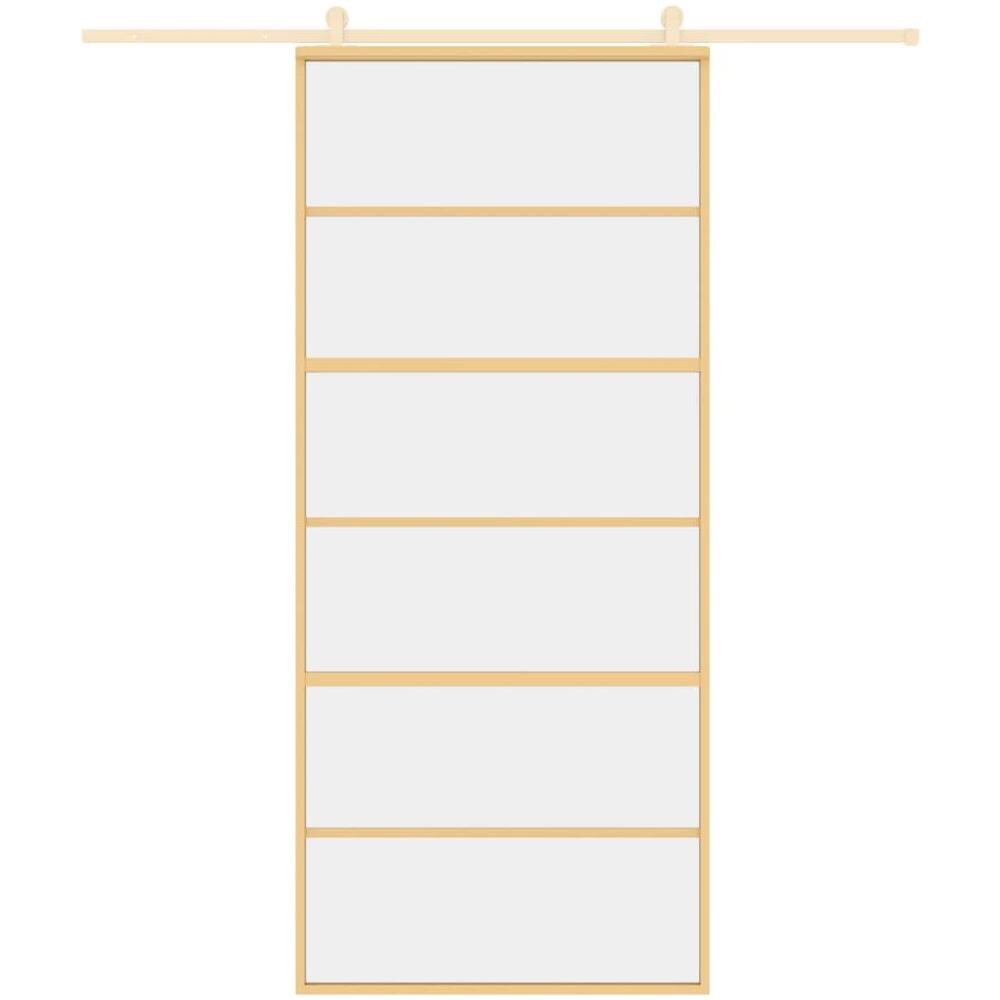 Porta Scorrevole Dorata 90x205 Vetro Trasparente Esg Alluminio - Foto 3