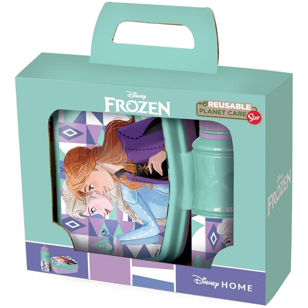 Disney Set Borraccia Da 380 Ml E Sandwich Box Azzurra Per Bambini In Plastica Frozen Con Banda Antiscivolo E Chiusura Di Sicurezza - Foto 2