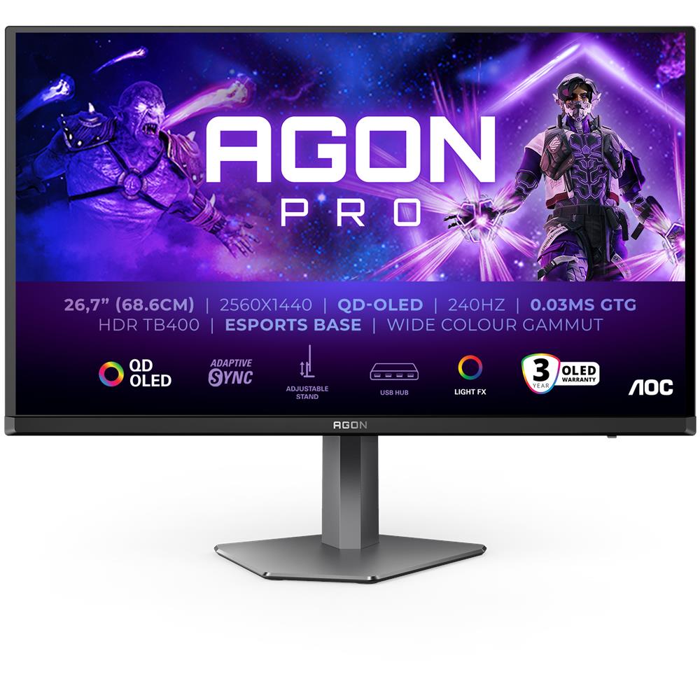 Monitor 26.7" OLED QDOLED Gaming AGON PRO AG276QZD2 Quad-HD 2560 x 1440 Pixel Tempo di Risposta 0.03 ms Frequenza di Aggiornamento 240 (Hz) - Foto 1