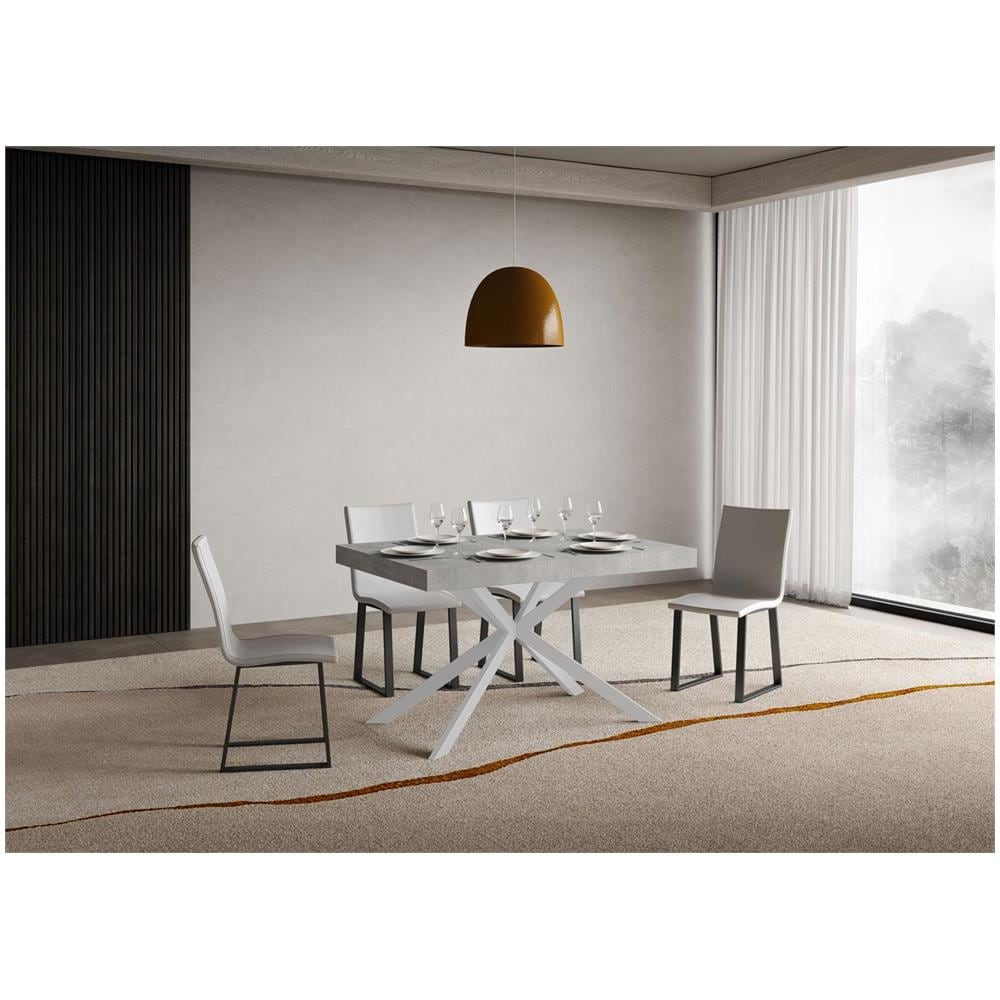 Tavolo allungabile 90x130/390 cm Plaker cemento gambe bianche - Foto 2