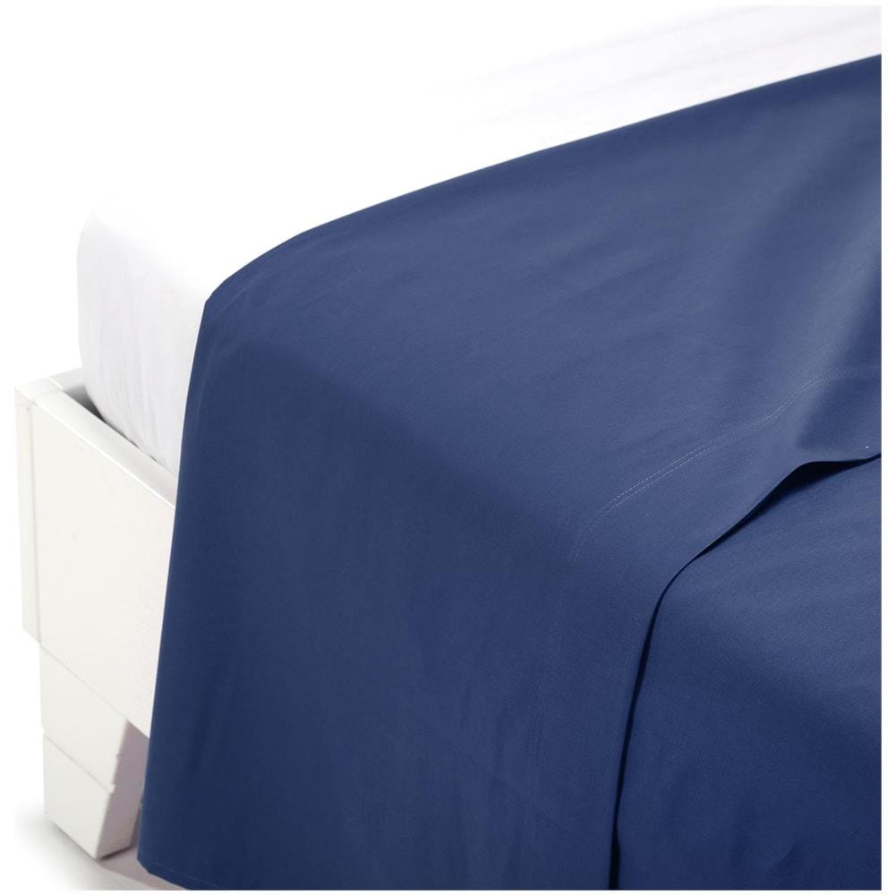 Lenzuolo Superiore In Cotone Colore Blu Misura Matrimoniale - Foto 1