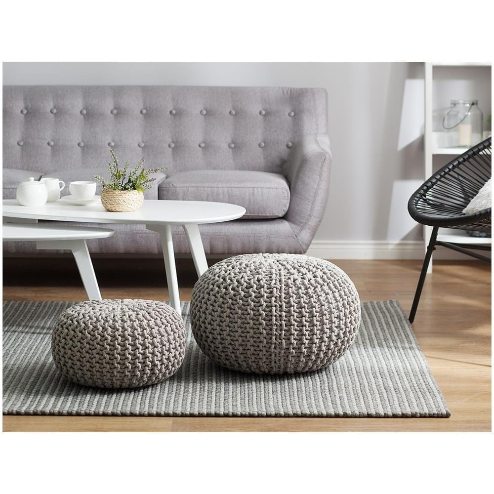 Pouf Poggiapiedi In Tessuto Grigio Chiaro 40 X 25 Cm Conrad - Foto 2