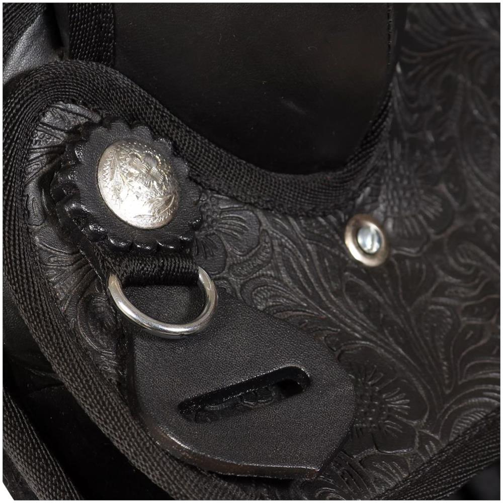 Sella Western Testiera E Pettorale In Vera Pelle 17"" Nero - Foto 2