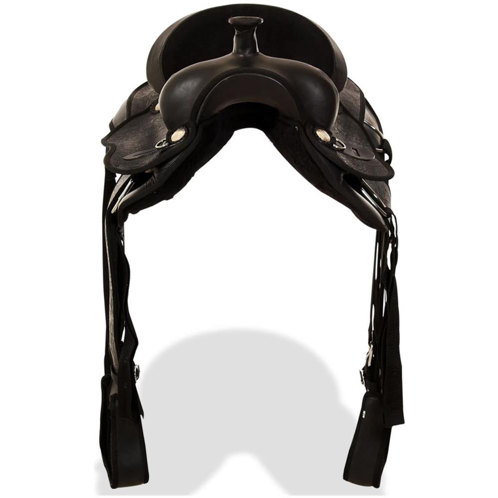 Sella Western Testiera E Pettorale In Vera Pelle 17"" Nero - Foto 7