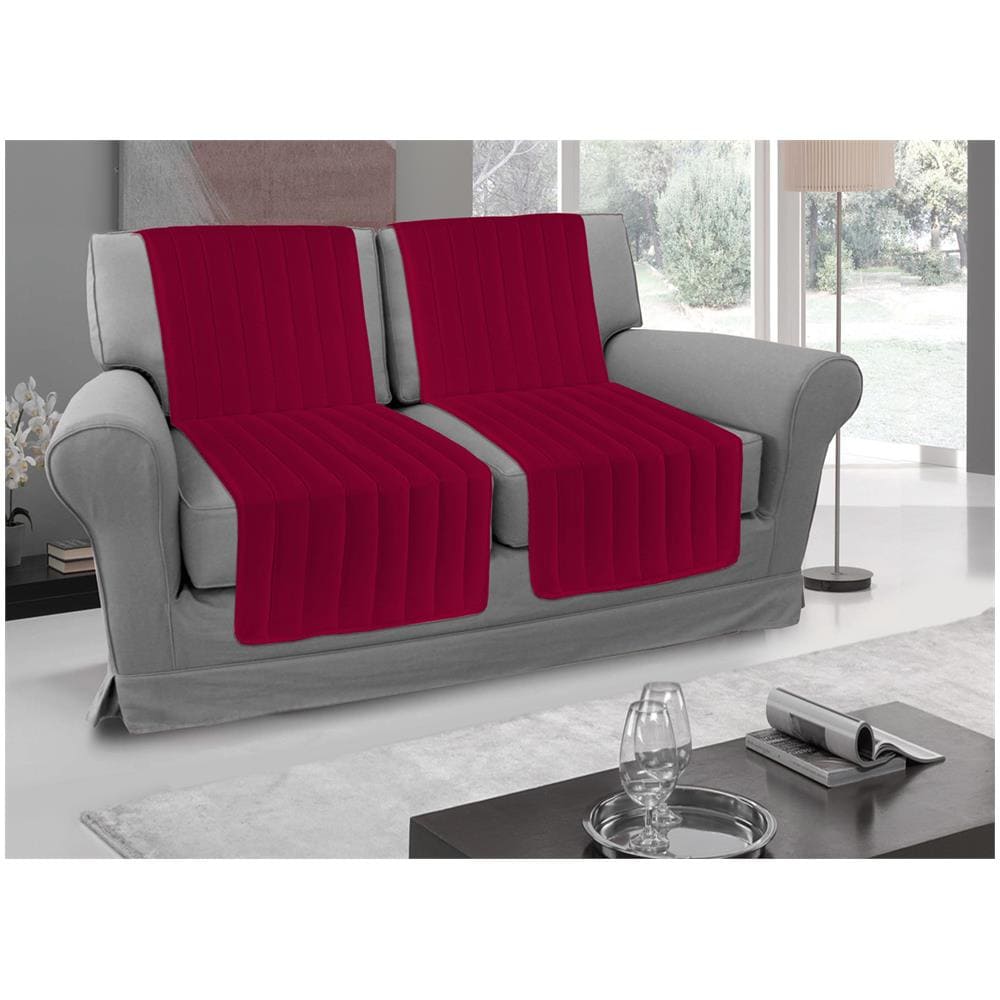 Copridivano A Fasce Trapuntate Proteggi Seduta Modello Stripe Colore Bordeaux 3 Coppie Bordeaux - Foto 1