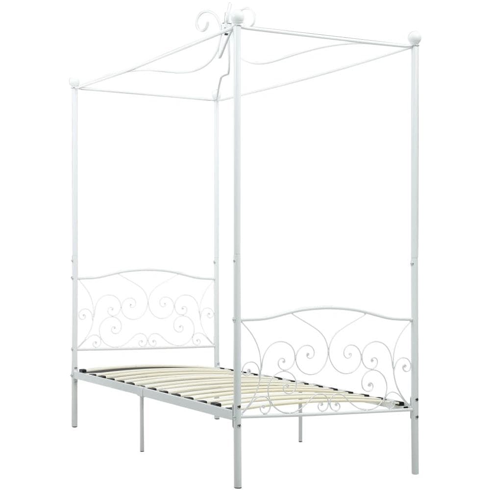 Letto A Baldacchino Bianco In Metallo 90x200 Cm - Foto 2