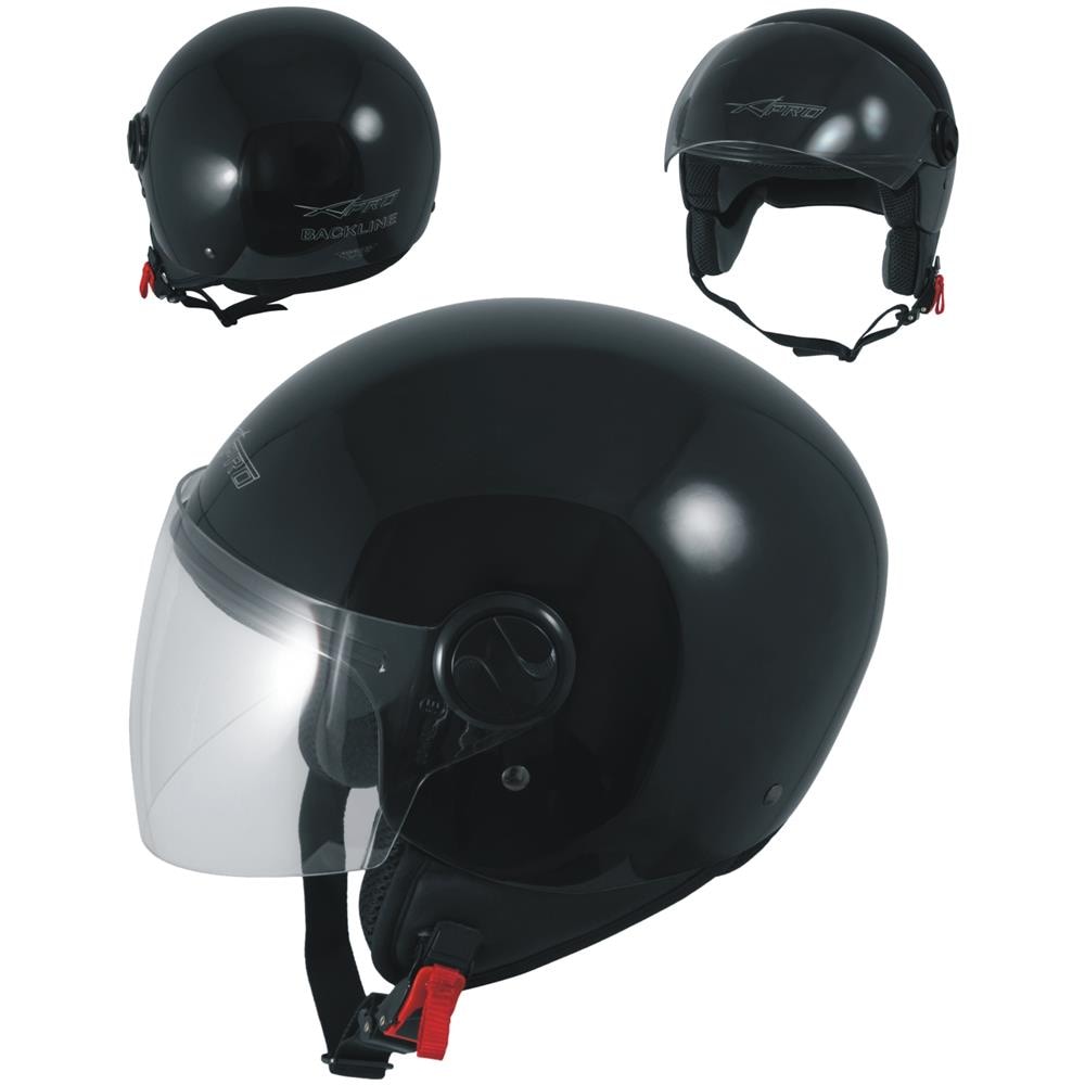 Backline Casco Lucido Jet Visiera Antigraffio Nero Ece 22-05 Taglia L - Foto 1