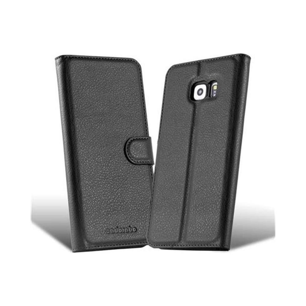 Custodia Compatibile Con Samsung Galaxy S6 Edge In Nero Carbone - Coperchio Protettiva Con Chiusura Magnetica, Funzione Stand E Tasca Per Le Carte - Foto 2
