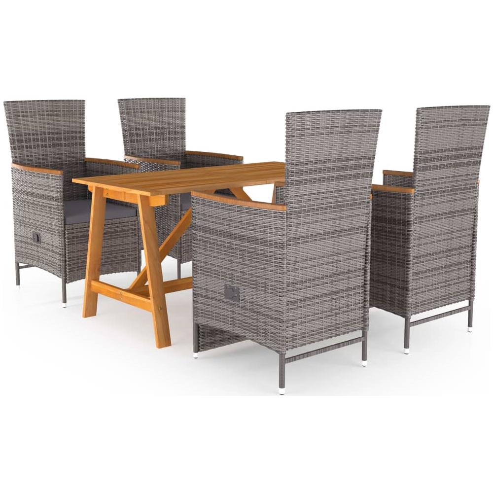Set Mobili Da Pranzo Per Giardino 5 Pz Grigio - Foto 1