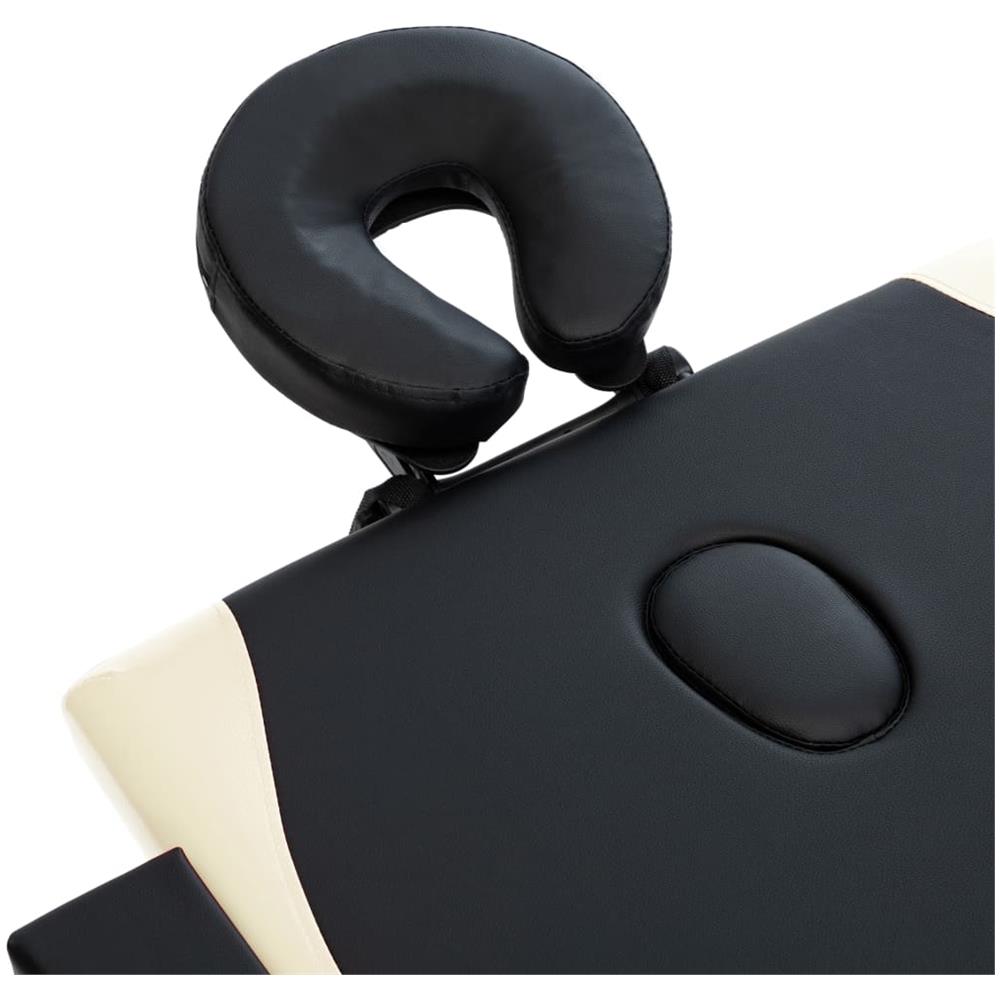 Lettino da Massaggio Pieghevole a 2 Sezioni Legno Nero e Beige - Foto 9