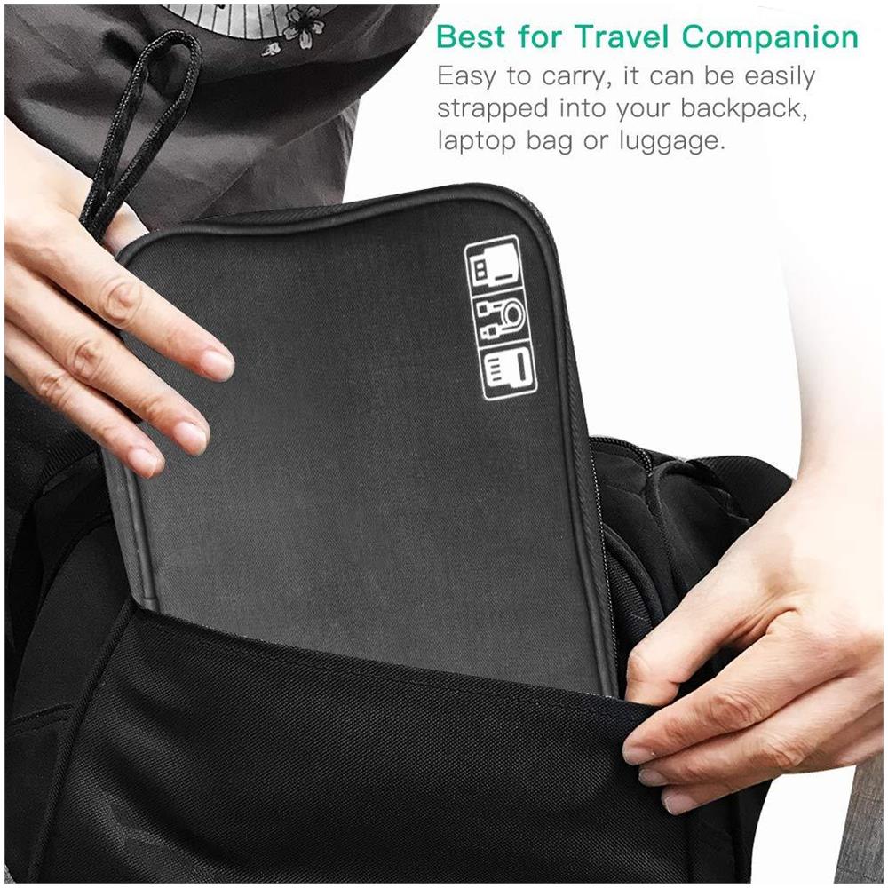 Elettronica Accessori Organizer Borsa Viaggi Organizzatore Del Cavo Bag Universal Carry Viaggio Gadget Bag Per Il Cavo Usb Drive Sd Card Caricabatteria Disco Rigido (nero)  - Foto 2