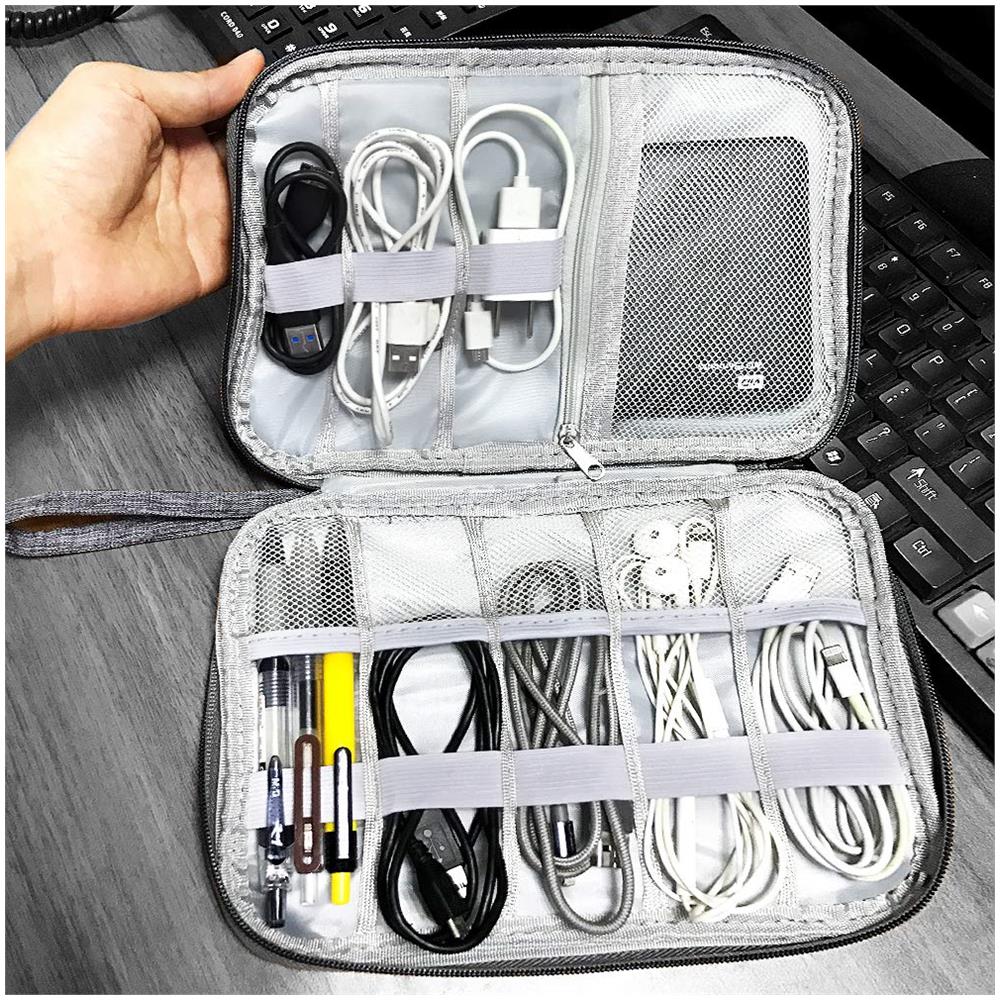 Elettronica Accessori Organizer Borsa Viaggi Organizzatore Del Cavo Bag Universal Carry Viaggio Gadget Bag Per Il Cavo Usb Drive Sd Card Caricabatteria Disco Rigido (nero)  - Foto 4