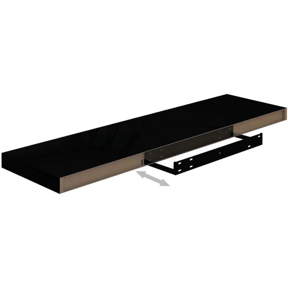 Scaffali A Parete 2 Pz Nero Lucido 90x23,5x3,8 Cm In Mdf - Foto 8