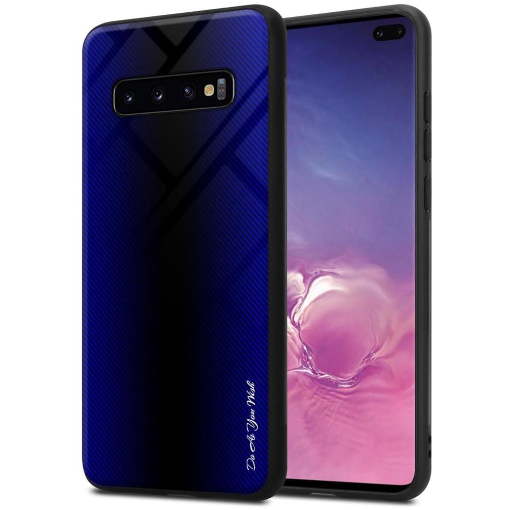 Custodia Compatibile Con Samsung Galaxy S10 Plus - Ottica A Strisce In Cobalto Viola - Coperchio Protettivo In Vetro Temperato E Silicone Tpu - Foto 1
