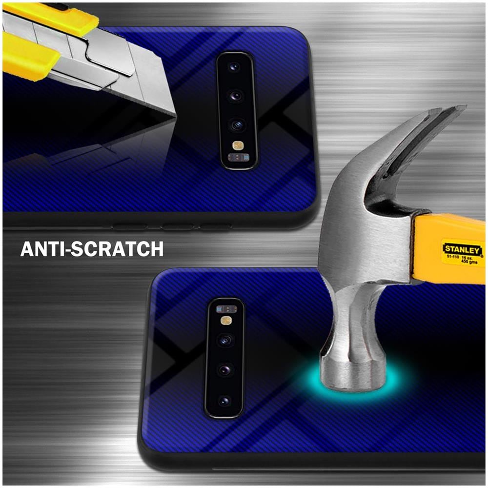 Custodia Compatibile Con Samsung Galaxy S10 Plus - Ottica A Strisce In Cobalto Viola - Coperchio Protettivo In Vetro Temperato E Silicone Tpu - Foto 2