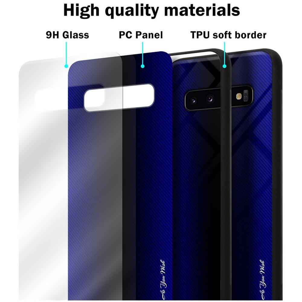 Custodia Compatibile Con Samsung Galaxy S10 Plus - Ottica A Strisce In Cobalto Viola - Coperchio Protettivo In Vetro Temperato E Silicone Tpu - Foto 6