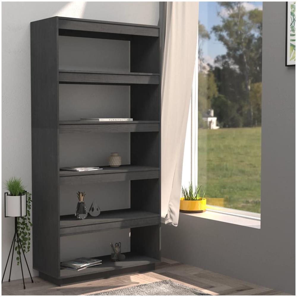 Libreria / divisorio Grigio 80x35x167 Cm In Massello Di Pino - Foto 3