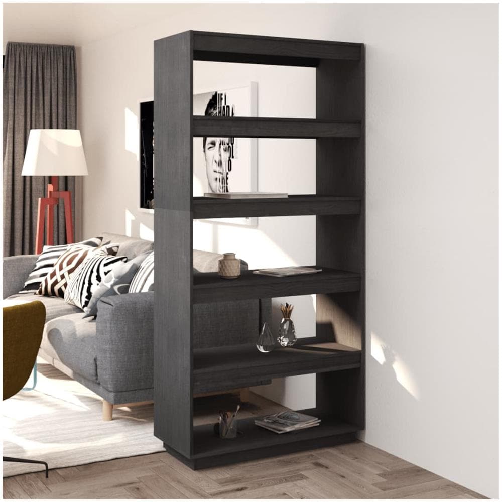Libreria / divisorio Grigio 80x35x167 Cm In Massello Di Pino - Foto 1