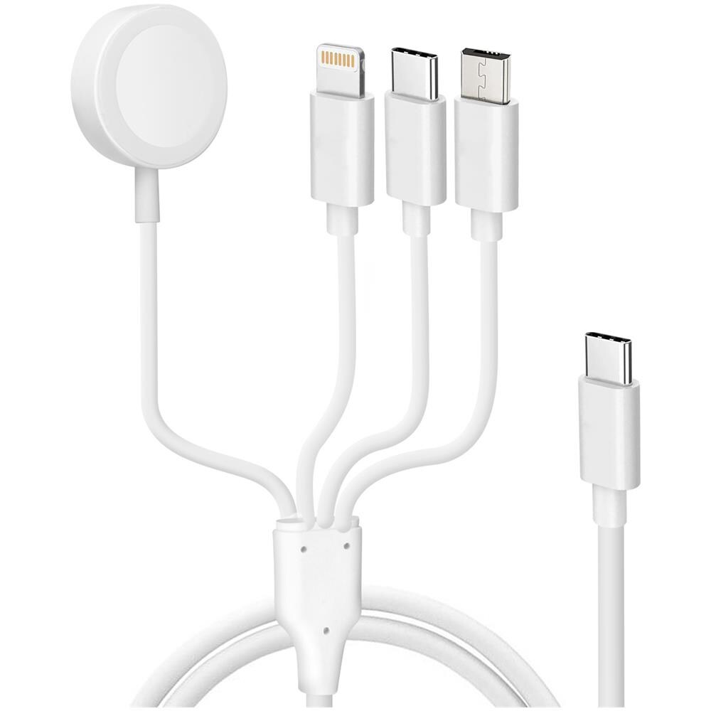 Cavo Usb-c A Lightning, Micro-usb, Usb-c E Caricabatterie Magnetico, 2a Bianco - Foto 1