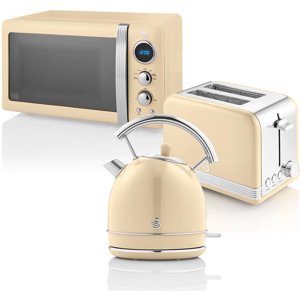 Set Per La Colazione Bollitore 1,8 L Tostapane 2 Fette Microonde 20 L Colore Crema - Foto 1