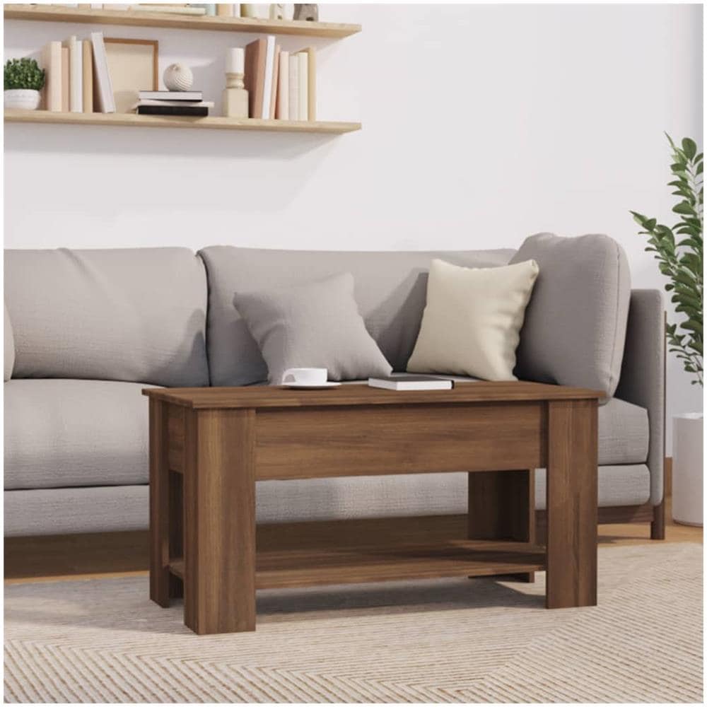 Tavolino Salotto Rovere Marrone 101x49x52 Cm Legno Multistrato - Foto 8
