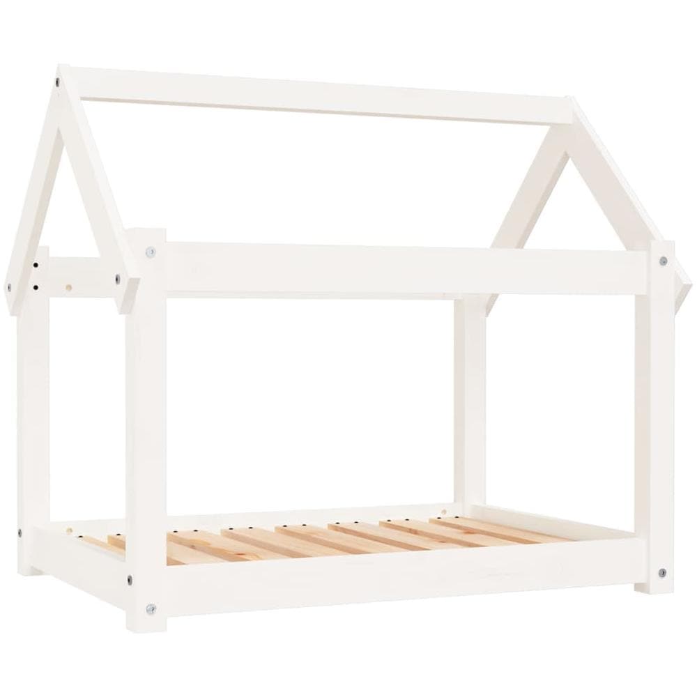 Cuccia per Cani Bianca 81x60x70 cm in Legno Massello di Pino - Foto 1