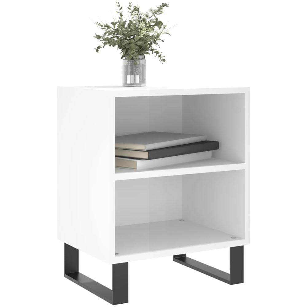 Comodini 2 Pz Bianco Lucido 40x30x50 Cm In Legno Multistrato - Foto 2
